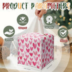 Modern Square Leather Tissue Box Cover/Case Holder Gifts for Women Family and Friends, Decorative Holder/Organizer for Bathroom Kitchen Nightstand Office Home (Pink Heart)