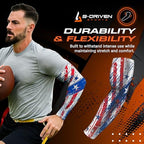 B-Driven Premium Pro-Fit Sports Compression Arm Sleeve (Single) Patriotic Designs Baseball Arm Sleeves - Men Women Youth