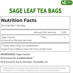 FreshDrinkUS, Premium 75 Sage Leaf Tea Bags, 100% Natural & Pure from Sage Leaves. Loose Leaf Herbal Tea. Made with Natural Material Tea Bags. No Sugar, No Caffeine, No Gluten, Vegan.