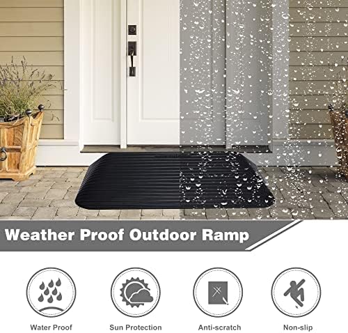 3" Rise Threshold Ramps Doorway, Wheelchair Ramp with Non-silp Surface, 4400 LBS Capacity, Solid and Portable, for Steps, Driveway and Curb Black