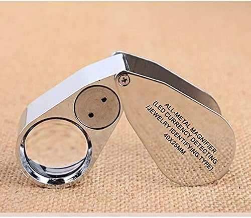 40X Jewelers Loupe, LED Light Illuminated Handheld Jewelry Eye Magnifier, Pocket Folding Magnifying Glass for Jewelry Stores, Daily Home Use