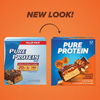 Pure Protein Chocolate Peanut Caramel Protein Bars – 20g Protein, 3g Sugar, 190 Calories (12 count) Low Sugar* High Protein Snack - Gluten Free - Perfect for a Healthy Snack