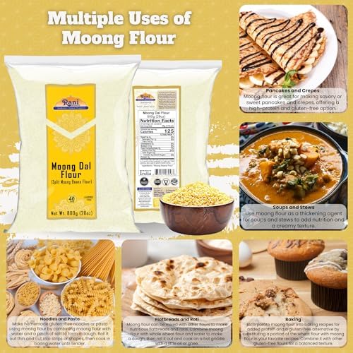 Rani Moong Flour (Mung Bean Flour, Green Gram Flour) 28oz (1.75lbs) 800g ~ All Natural | Vegan | Gluten Friendly | NON-GMO | Kosher | Indian Origin
