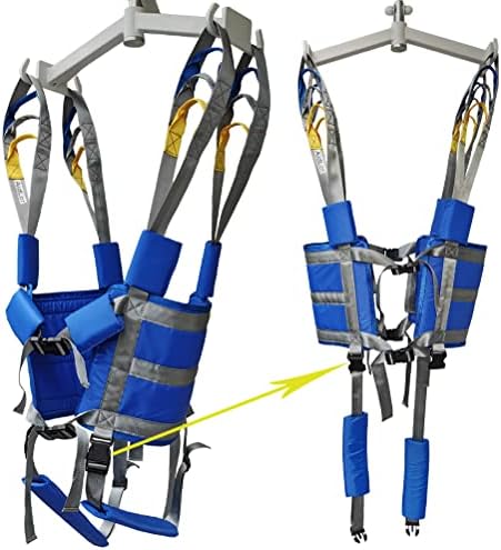 Patient Lift Aid Sling Assist Elederly Senior Transfer Belt Sit Stand Walk Straps Harness Fold Up Full Body Support Leg Excisers Blue