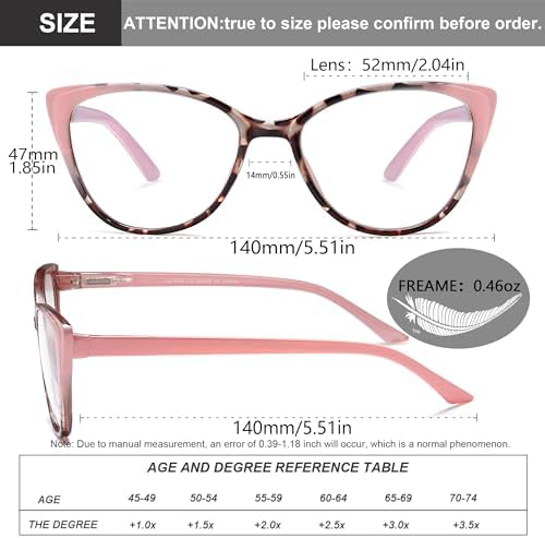 EYEURL 5 Pack Cat Eye Reading Glasses for Women-Blue Light Glasses for Woman Fashion Readers with Spring Hinge