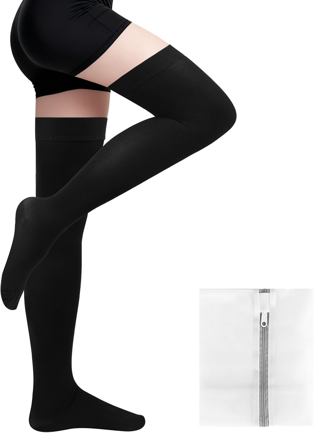 23-32 mmHg Thigh High Medical Compression Socks, Closed Toe Compression Stockings for Women Men, with Sock Washing Bag