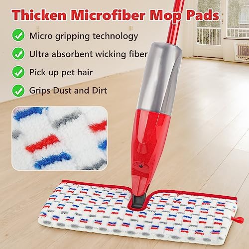 Microfiber Mop Pads Compatible with O-Cedar Promist MAX Spray Mop, Reusable Mop Refills Pads Mop Heads Replacement Thicken Microfiber Pads Wet Dry Pads Dual-Sides Use for Floor Cleaning(3 Pack)