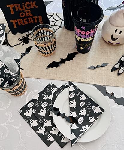 AM Décor - 20 Count Soft 3-Ply Tissue Decoupage Luncheon Paper Napkins -13" x 13" (Unfolded), Boo Halloween