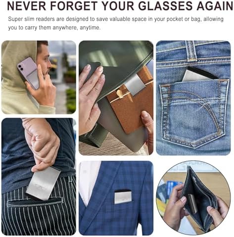 OPTOFENDY Folding Reading Glasses for Men Women, Ultra Thin Portable Readers, Blue Light Eyeglasses with Flat Hard Case