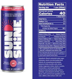 Sunshine Sparkling Energy Drink, Tropical Pineapple with Daily Essential Vitamins, 360mg of Electrolytes, 70mg of Natural Caffeine, 12 Fl Oz (Pack of 24)