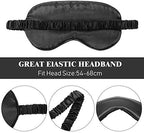 Silk Satin Sleeping Mask Eye Mask Set Include 2 Blindfold Eyeshade Elastic Strap Double Layer Silk Filling Eye Cover 2 Ear Plugs 2 Storage Bags for Women and Men Sleep Travel Nap (Black, Pink)