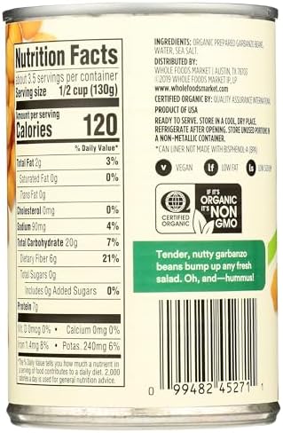 365 by Whole Foods Market, Organic Garbanzo Beans, 15.5 Ounce