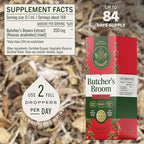 HERBAMAMA Butcher's Broom Root Drops - Vegan Leg Support with Ruscus Aculeatus Extract Tincture - Non-GMO, Alcohol & Sugar-Free Butcher's Broom Supplement, 84-Day Supply
