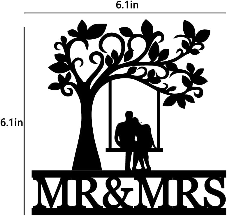 Funny Wedding Cake Topper,The Bride and Groom Sitting in Swing Under Tree Cake Topper,Romantic Wedding Shower/Anniversary Cake Ornament (Tree & Swing)
