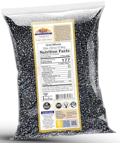 Rani Urid/Urad Whole Black (Matpe Beans with Skin) Indian Lentils 32oz (2lbs) 908g ~ All Natural | Gluten Friendly | Non-GMO | Kosher | Vegan | Indian Origin
