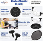 Chicken Shredder Tool Twist: 2026 Pro Food-Grade Visible Meat Shredder with Strong Anti-Slip Base, Ergonomic Handle, Chicken Breast Shredder, Suitable for Pork Beef Chicken - Black