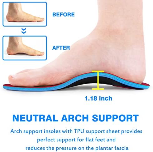 Orthotics Arch Support Metatarsalgia Insoles - Mortons Neuroma Inserts Relief Ball of Foot Pain - Orthopedic Insoles for Flat Feet - Shoe Inserts for Plantar Fasciitis (Red M)