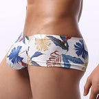 Sexy Printed Short Legs Boxer Briefs for Men, Low Rise Big Pouch Underwear, Mesh Breathable Undies Trunks