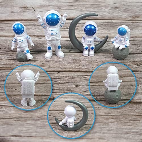 34 PCS Space Cake Toppers Outer Astronaut Figurines Planet Satellite Balls and Stars for Space Theme Birthday Supplies (Planet)