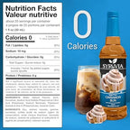 Syruvia Sugar-Free Cinnamon Bun Syrup, Natural Flavors, Syrup for Drinks, Lattes, and Desserts – 25.4 fl oz