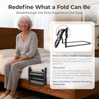 C1 Fold Pro Bed Rails for Elderly Adults Safety - Sensor Light & Storage Pocket, 180° One-Hand Folding Bed Side Rails, Sturdy up to 350 Lbs, Adjustable Height Fit King Queen Full Twin