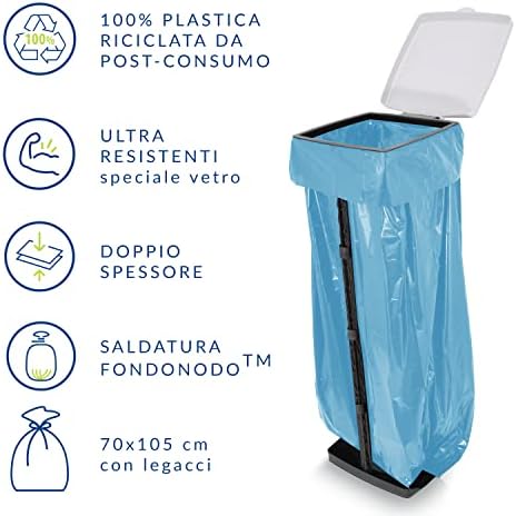 Professional Special Glass Collection Bag, 110 lt, Transparent Blue, 5 Packs of 15 pieces