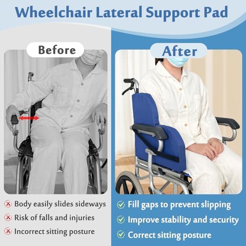 Lateral Support for Wheelchair Side Guards, Wheelchair Lateral Support Cushion, Contoured Foam Pad for Better Posture Sitting Upright, Wheelchair Side Padding for Elderly (1 Pack)