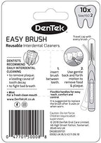 DenTek Easy Brush Interdental Brushes, ISO2/0.5mm for Removing Food and Plaque Between Teeth. 10 Pack