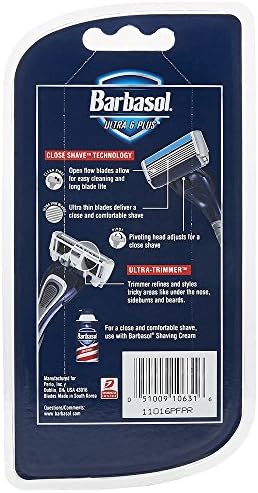Barbasol Ultra 6 Plus Premium Disposable Razor, 3 Count