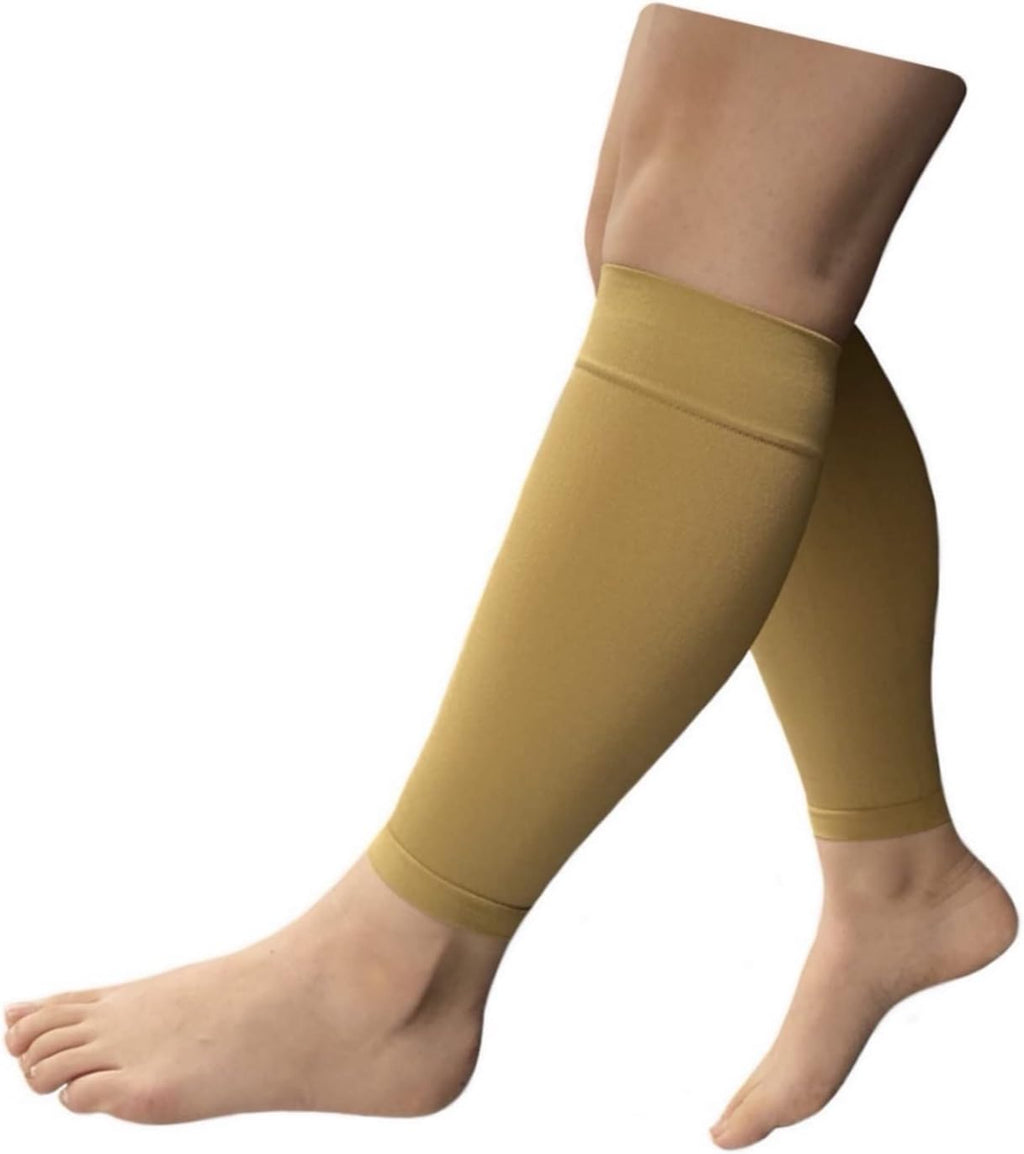 Presadee Kid’s Edition Shin Leg Calf 15-20 mmHg Med Compression Support Active Gym Running Sports Sleeve (Nude, Small/Medium)