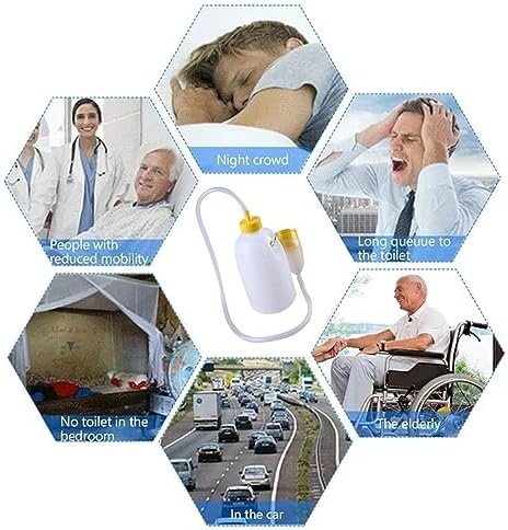 Mens Urinal Bottle Bed Urinal Pee Bottle,1700ML Travel Trucker Male Bed Pee with Tube, Urinal Bottle Night Drainage Container Set,Reusable Portable,Comfort Fit Advantage Urinal