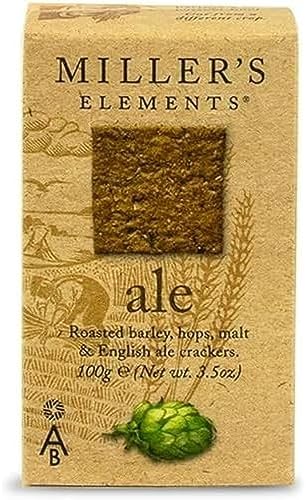 Miller's Elements Artisan Biscuits Ale Crackers | Made with Hops & Barley | Imported from England | 3.5 oz