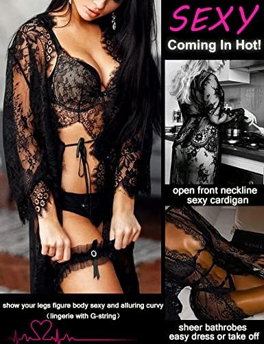 Avidlove Women's Lace Kimono Robe Babydoll Lingerie Mesh Nightgown S-5XL