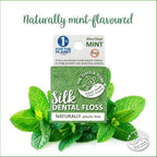 The Turtle Tribe® Natural Dental Floss, 33 Yards, 100% Pure Silk Floss, Plastic Free, PFAS Free, Funding Beach Cleans to Protect Our Precious Oceans, Mint Flavour