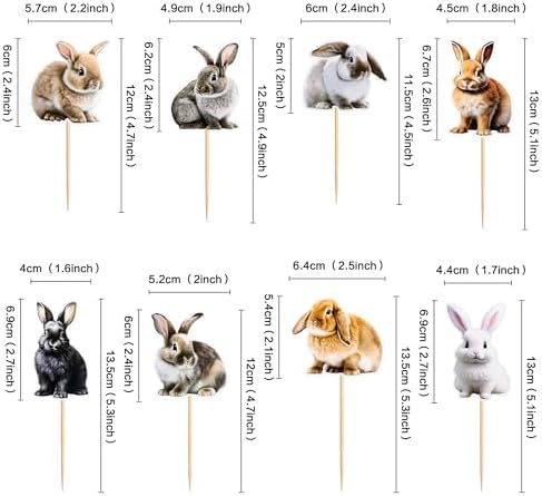 Ercadio 32 Pack Rabbit Cupcake Toppers Bunny Cupcake Picks Wild Animal Cupcake Picks Bunny Birthday Cupcake Decorations for Baby Shower Birthday Animal Theme Party Cake Decor Supplies