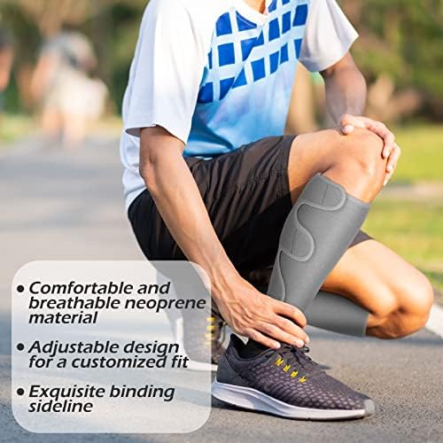 Chivao 2 Pairs Calf Brace Adjustable Shin Splint Support Lower Leg Compression Wrap Calf Sleeves for Men Women Pain Relief, Increases Circulation Reduces, Muscle Swelling(Gray, Black)