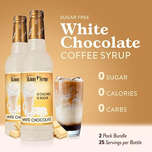 Jordan's Skinny Mixes Syrups Sugar Free Coffee Syrup, White Chocolate Flavor Mix, Zero Calorie Flavoring for Lattes, Protein Shake, Cocktail & More, Gluten Free, Keto Friendly, 25.4 Fl Oz (Pack of 2)