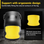 COOLJOB Heavy Duty Knee Pads with Anti-slip Strong Double Straps, Safety Work Knee Pads with Foam Padding for Men Women, Ideal for Gardening Construction Home Improvement, 1 Pair, Black/Yellow