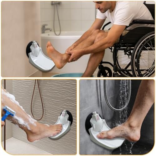 Shower Foot Pedals with Foldable Shaving Leg Hair with Strong Suction Cups for RV bathrooms