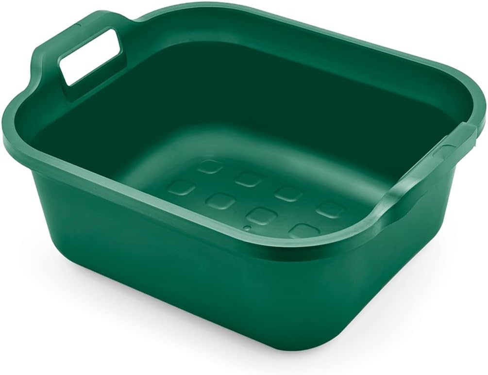 Addis Eco Made from 100% Recycled Plastic Washing up Bowl with Twin Handle, 10 Litre, Eco Green