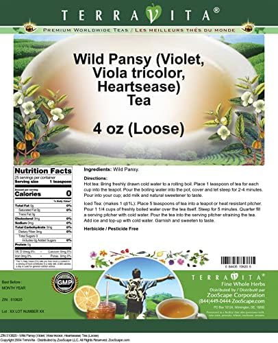 Wild Pansy (Violet, Viola tricolor, Heartsease) Tea (Loose) (4 oz, ZIN: 510820)