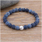 ZZSRJ Marble Beads Natural Stone Beads Bracelet Wide 8MM Stone Handmade Jewelry (Metal Color : 2)