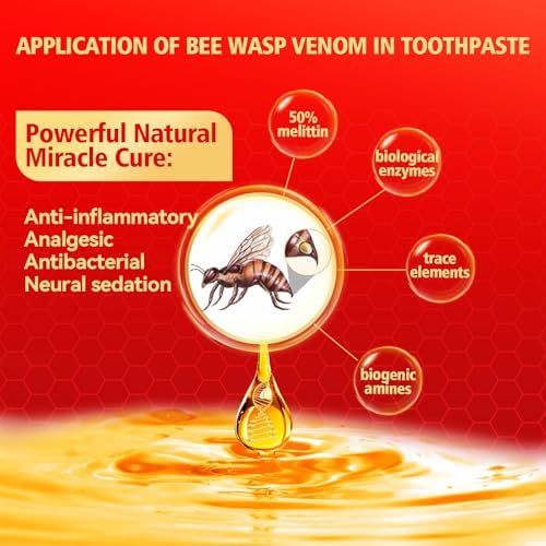 10% Nano-Hydroxyapatite Bee Wasp Venom Toothpaste for Remineralizing Enamel & Sensitive Relief, Fights Plaque- 12OMIN Fresh Breath