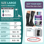 BraceAbility Compression Socks for Circulation - 20-30 mmHg Knee High Neuropathy Open Toe Stockings Best for Varicose Veins, Restless Leg, POTS, Toeless Support for Men or Women - 1 Pair (L - Black)
