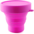 Collapsible Silicone Foldable Sterilizing Cup Set for Feminine softcups Menstrual Cups Storing and Cleaning Your Heavy Diva Cup Foldable Travel Cup for Outdoors Camping and Hiking-Eco Friendly(Pink)