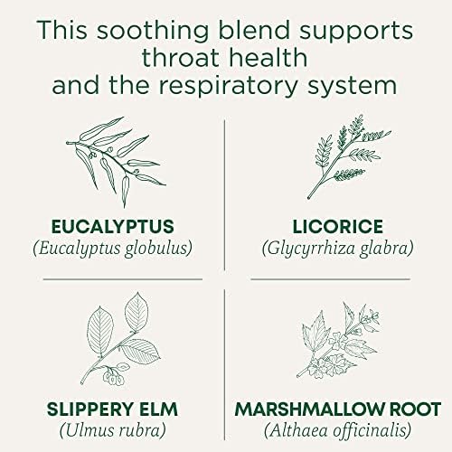 Traditional Medicinals Organic, Throat Coat Tea, Eucalyptus & Slippery Elm - Supports Respiratory and Throat Health - Kosher, Non-GMO, Caffeine-Free, Compostable - 16 Tea Bags