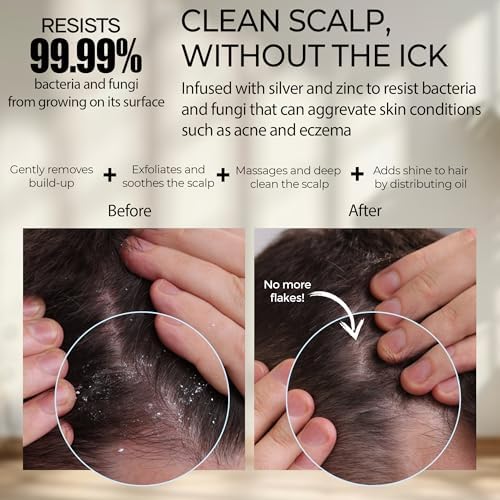Fiora Naturals Scalp Massager Shampoo Brush - Silicon Scalp Scrubber & Exfoliator for Dandruff Removal and Hair Growth, Brush for Wet & Dry Hair, for Men, Women, Kids - BPA Free
