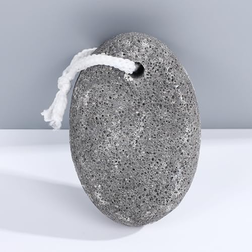 Natural Pumice Stone for Feet, Hard Skin Callus Remover Tool, Foot Scrubber Massager for Heels and Dead Skin, Exfoliating Pedicure Stone with Ergonomic Handle