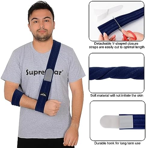 supregear Arm Sling, Adjustable Arm Support Strap, Lightweight Shoulder Immobilizer for Injured Elbow, Broken Collarbone, Torn Rotator Cuff, Dislocation or AC Separation, Left Right, Men Women