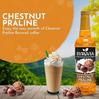 Chestnut Praline Coffee Syrup by Syruvia 6-Pack, 25.4 fl oz, Wholesale Coffee Syrup Shops, Cafes, Baristas, Bistros, & Beverage Bars, Bulk Kosher & Gluten-Free